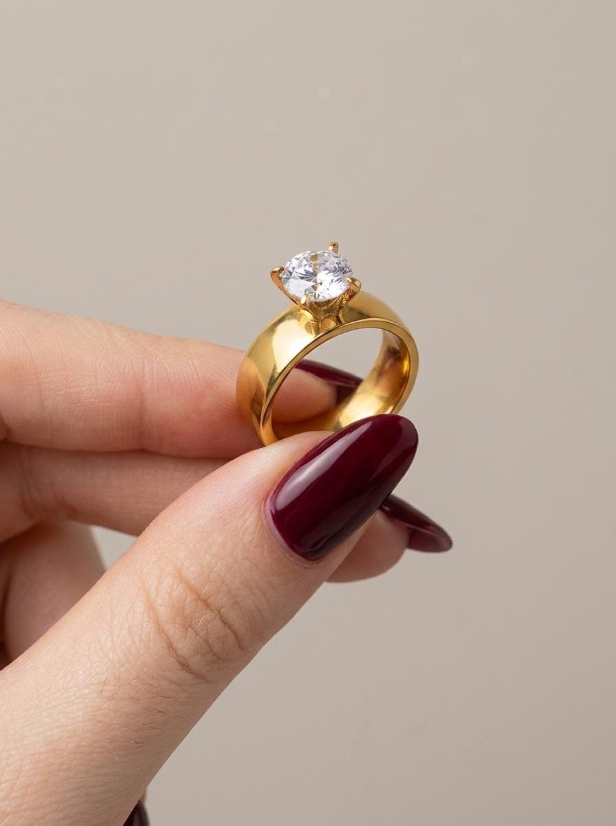 Stainless Steel Diamond Ring
