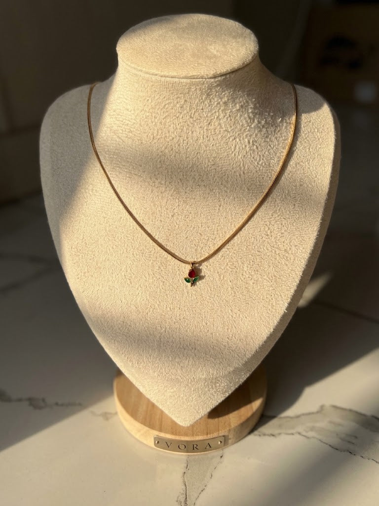 Stainless Steel Red Tulip Pendant